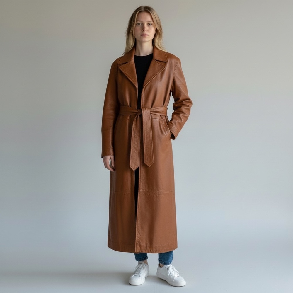 Vintage American Style Brown Leather Belted Trench Coat
Mountain life old money